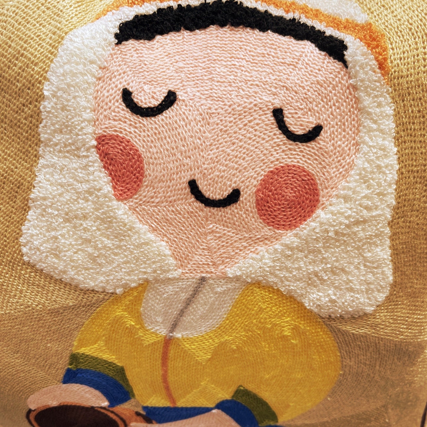Cushion Cover 45cm Milkmaid Coffee Tufted Embroidered