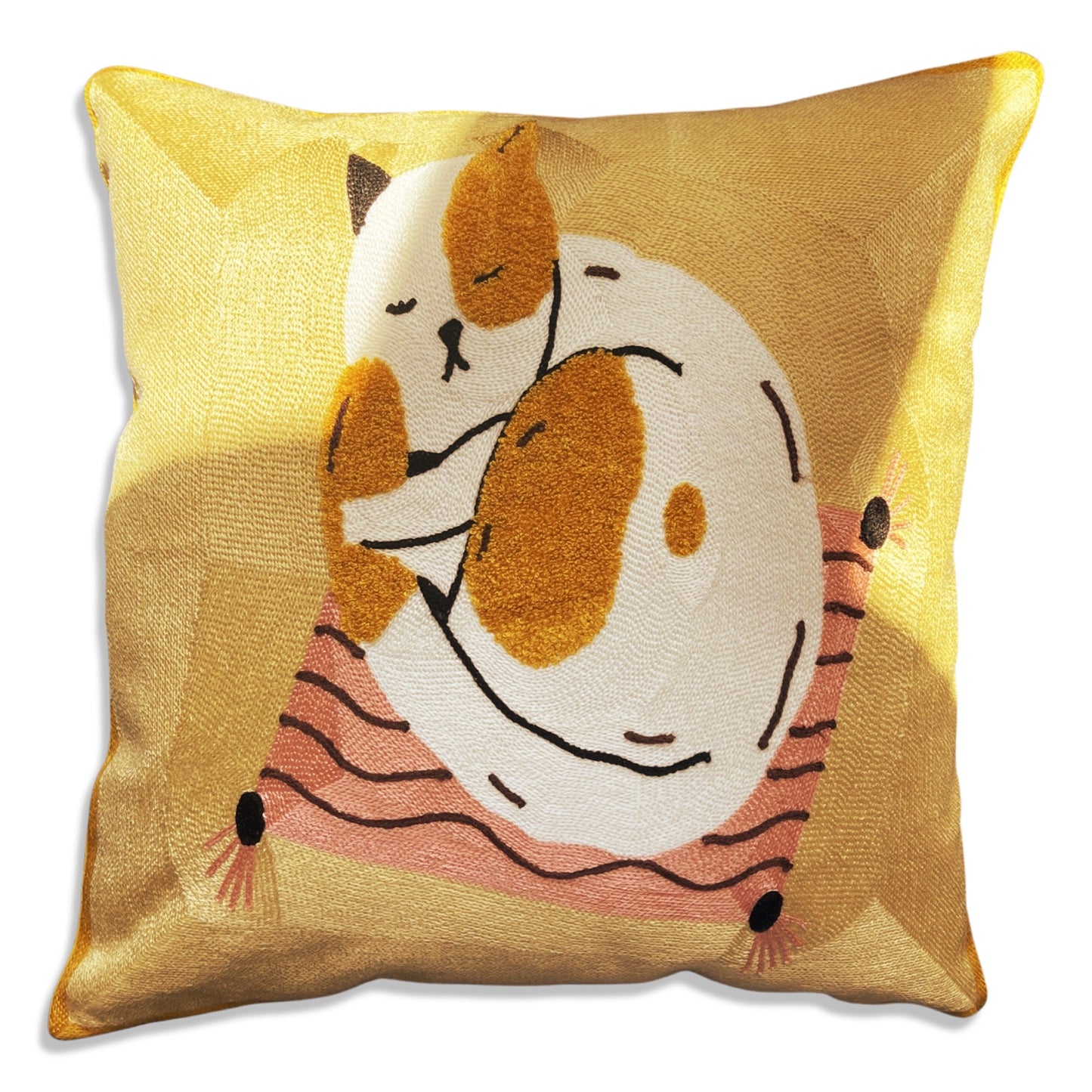 Cushion Cover 45cm Sleepy Cat Tufted Embroidered