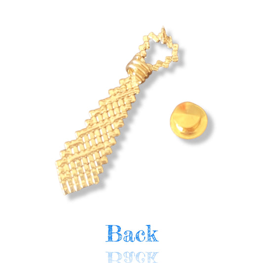 Golden Tie Brooch with Rhinestones, The Son of Man, René Magritte