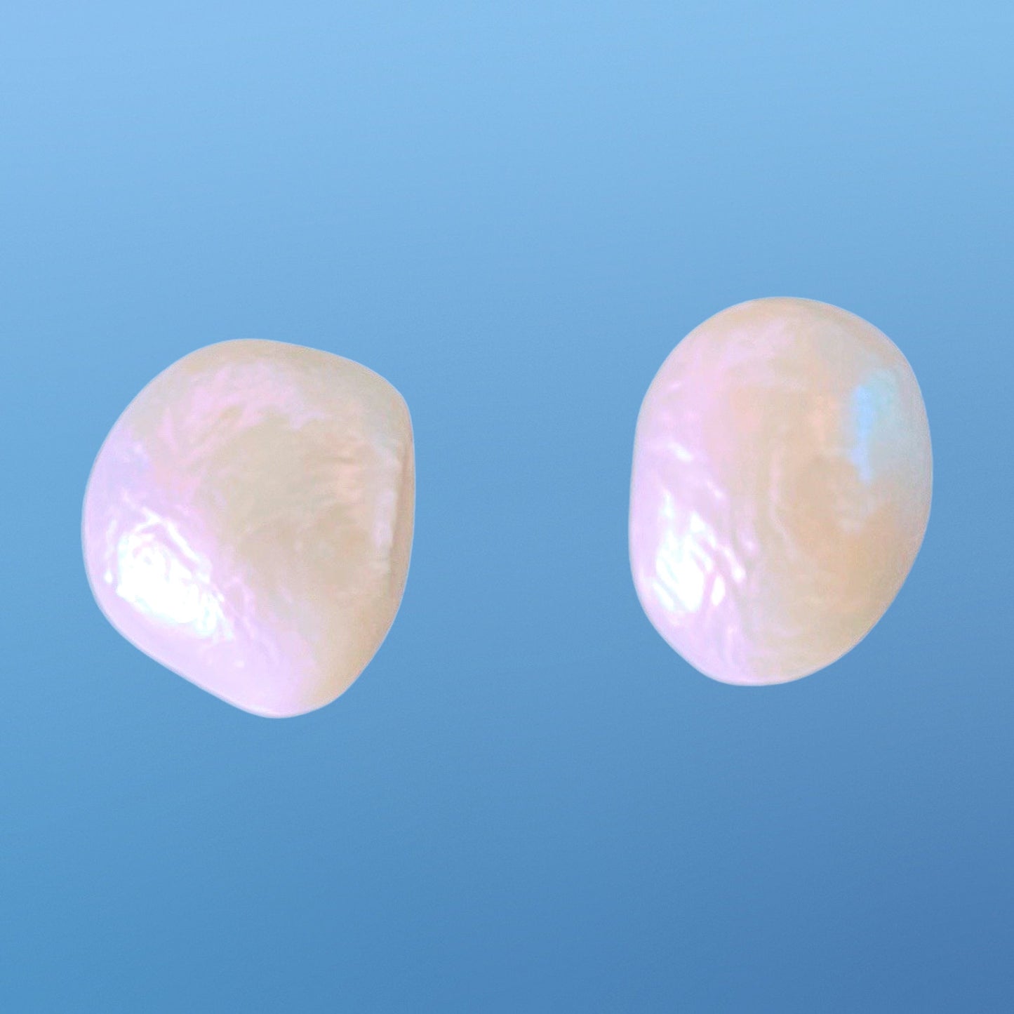 Large Pearl Earring Studs 12-15mm - Irregular & Asymmetric