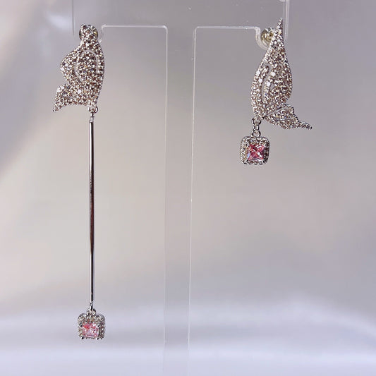 Asymmetric Butterfly with Pink Cubic Zirconia