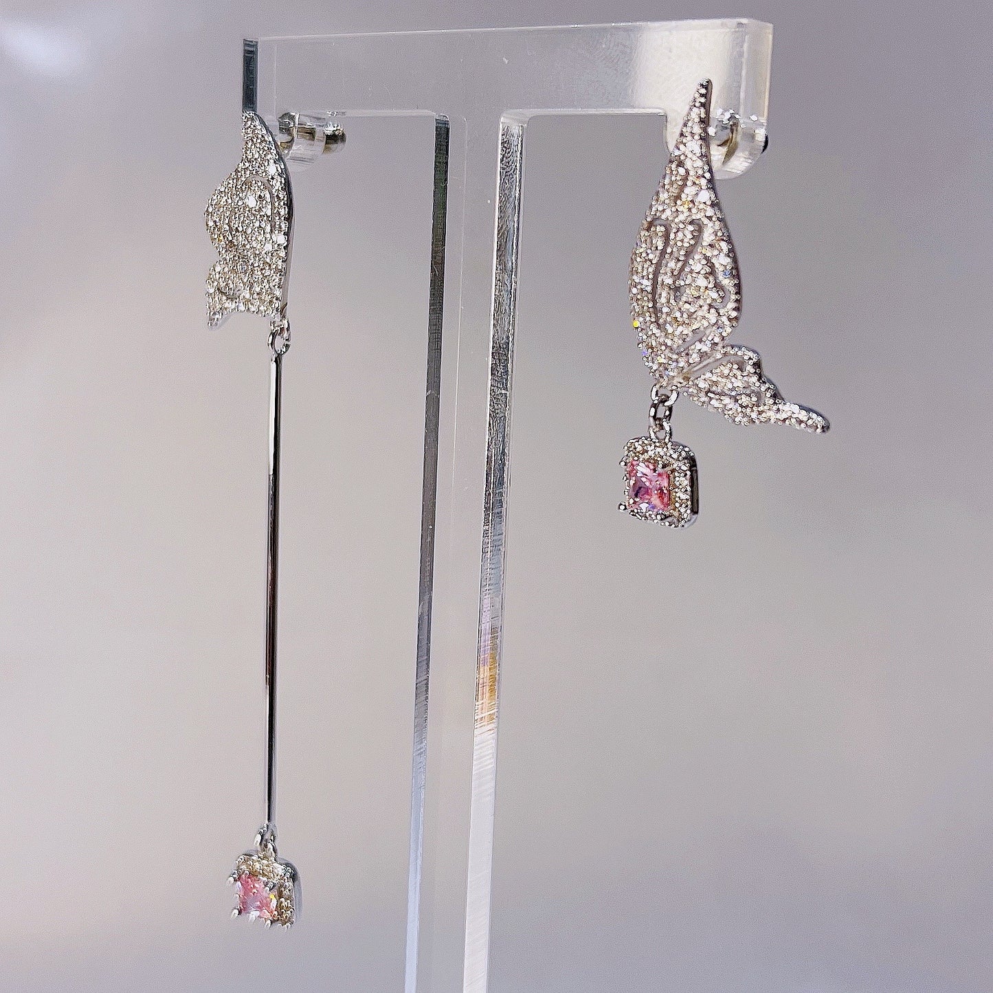 Asymmetric Butterfly with Pink Cubic Zirconia