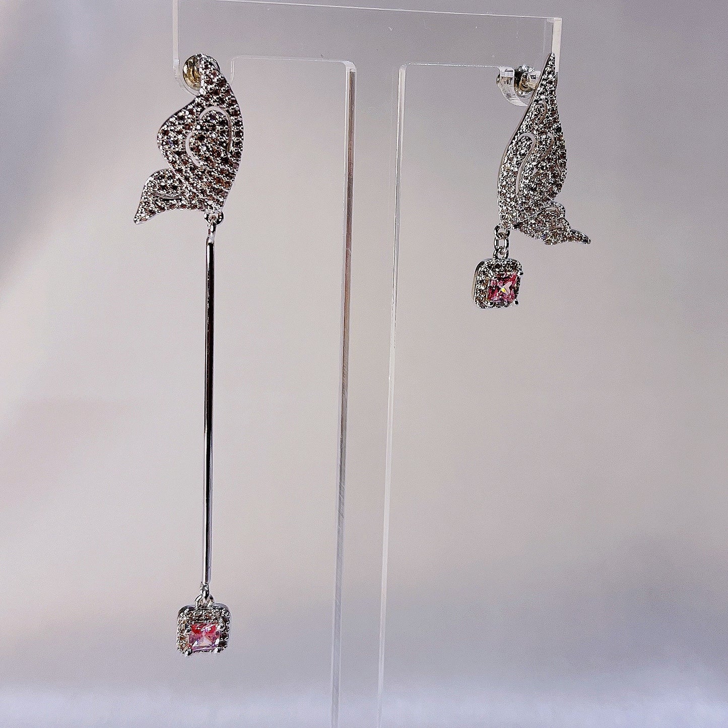 Asymmetric Butterfly with Pink Cubic Zirconia