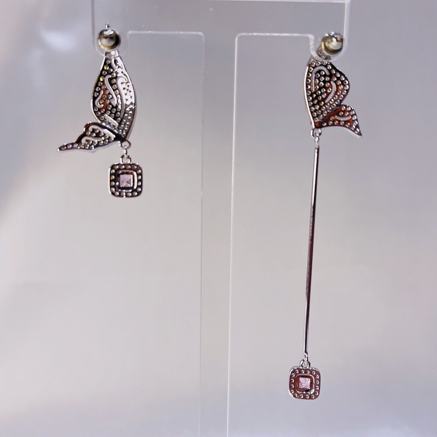 Asymmetric Butterfly with Pink Cubic Zirconia