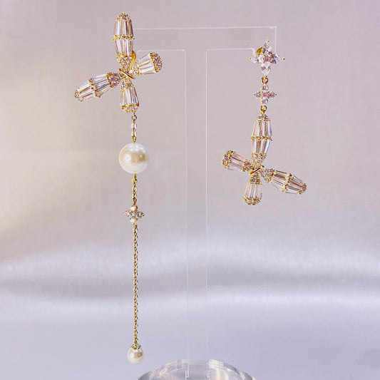 Extra Large Butterfly Earrings Asymmetry & Sparkling