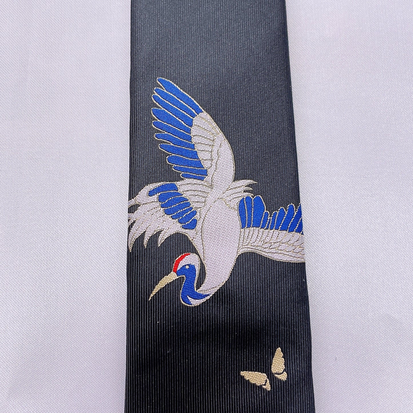 Crane Koi Fish and Ocean Wave Tie