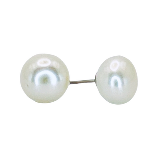 Classic White Freshwater Pearl Stud Earrings in Sterling Silver 9-9.5mm