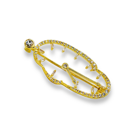 Dali Melting Watch Golden Brooch with Rhinestones, The Persistence of Memory