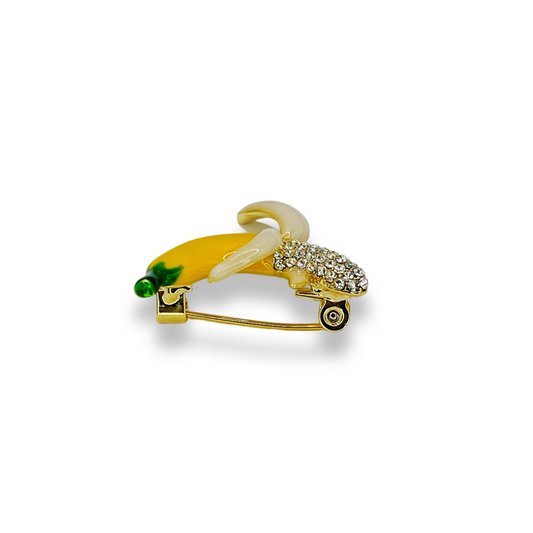 Banana Brooch with rhinestones