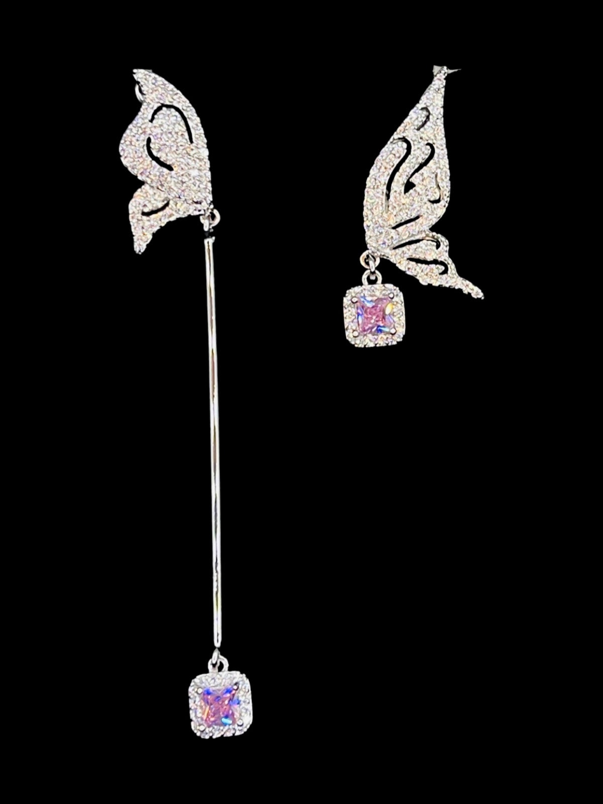 Asymmetric Butterfly with Pink Cubic Zirconia