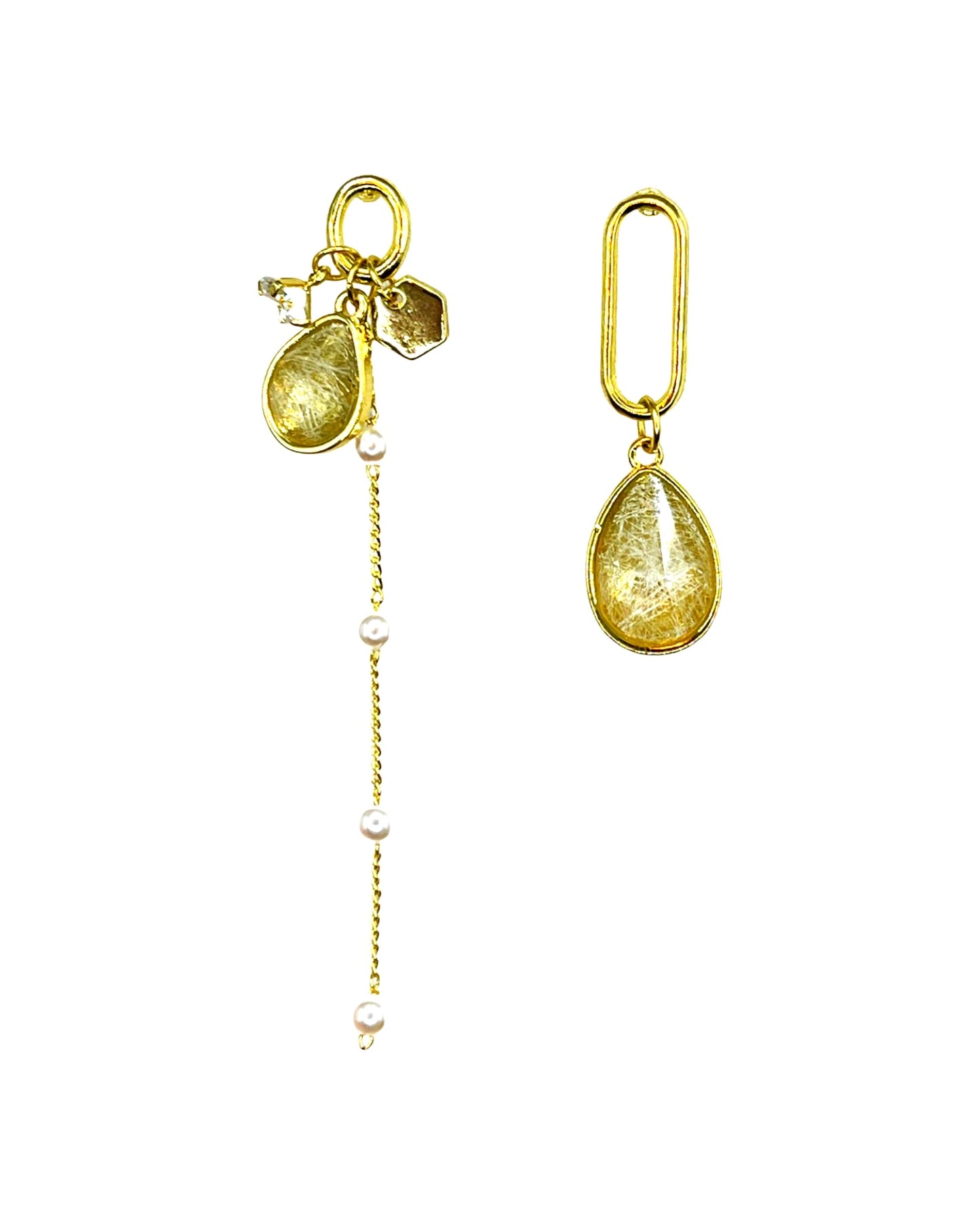 Asymmetric Golden Earrings