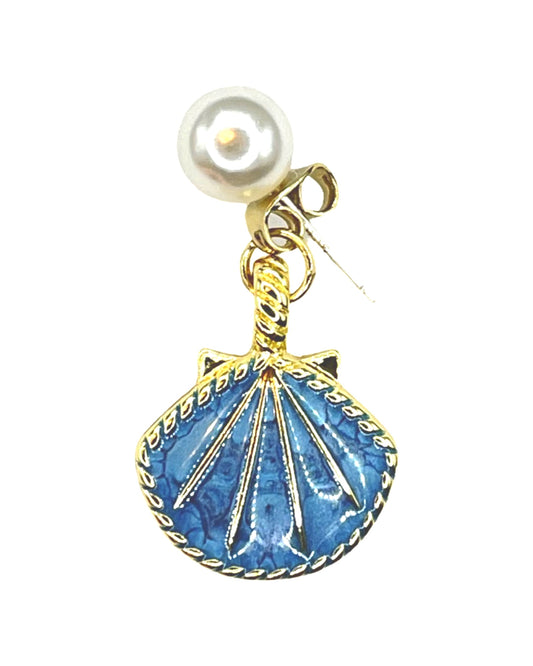 Fine Enamel Shell & Faux Pearl Ocean Earrings