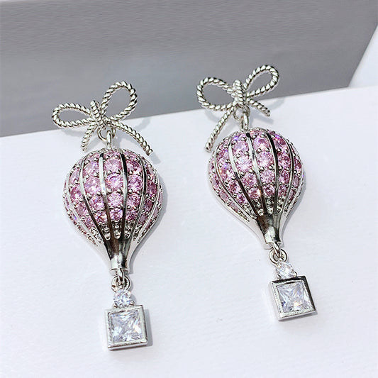 Sparking Pink Hot Air Balloon Earrings