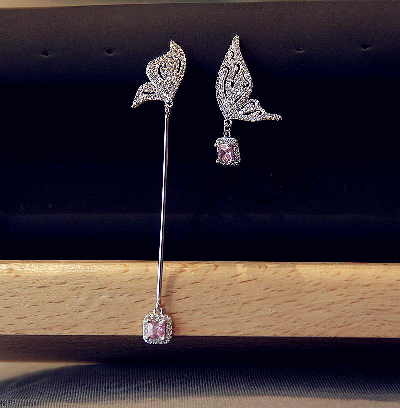 Asymmetric Butterfly with Pink Cubic Zirconia