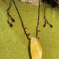 Citrine & Garnet Talisman Necklace (Leather Cord, Adjustable)