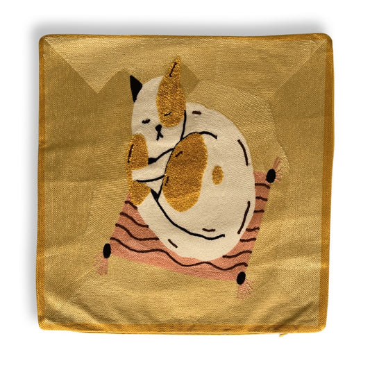Cushion Cover 45cm Sleepy Cat Tufted Embroidered