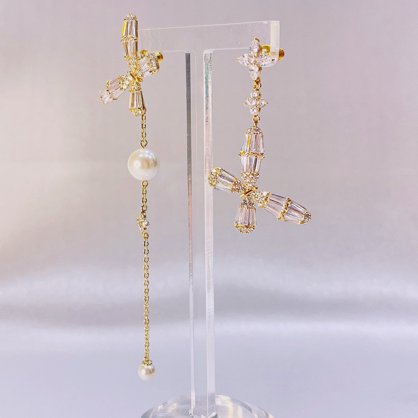 Extra Large Butterfly Earrings Asymmetry & Sparkling