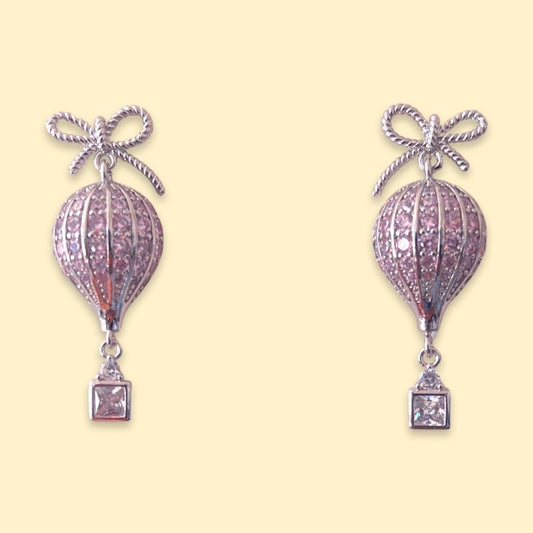 Sparking Pink Hot Air Balloon Earrings