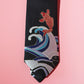 Crane Koi Fish and Ocean Wave Tie