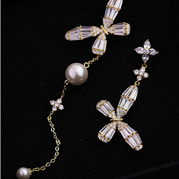 Extra Large Butterfly Earrings Asymmetry & Sparkling